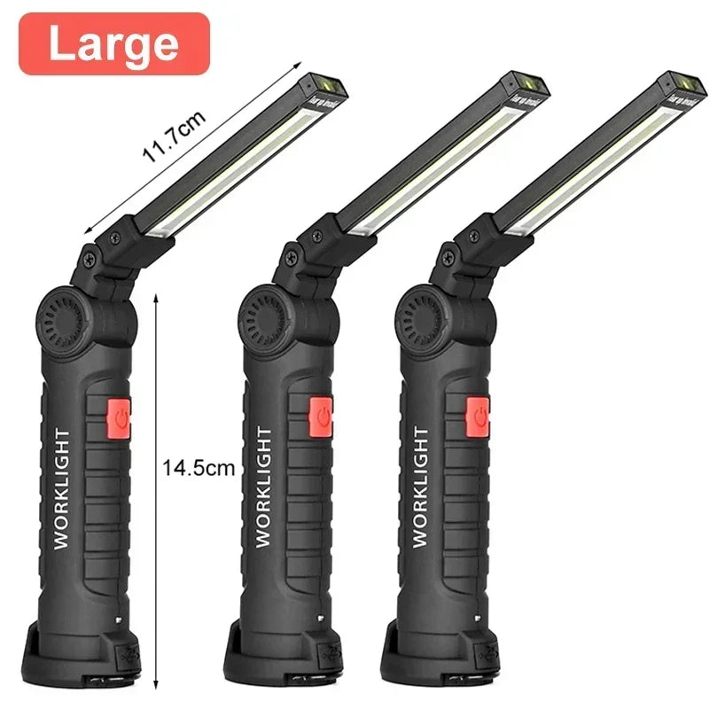 Led Work Light Magnetic Base Hook Rechargeable 360°Rotating Portable Handheld Flashlight For Working Repairing Outdoor Camping Oasis Select 3PCS large