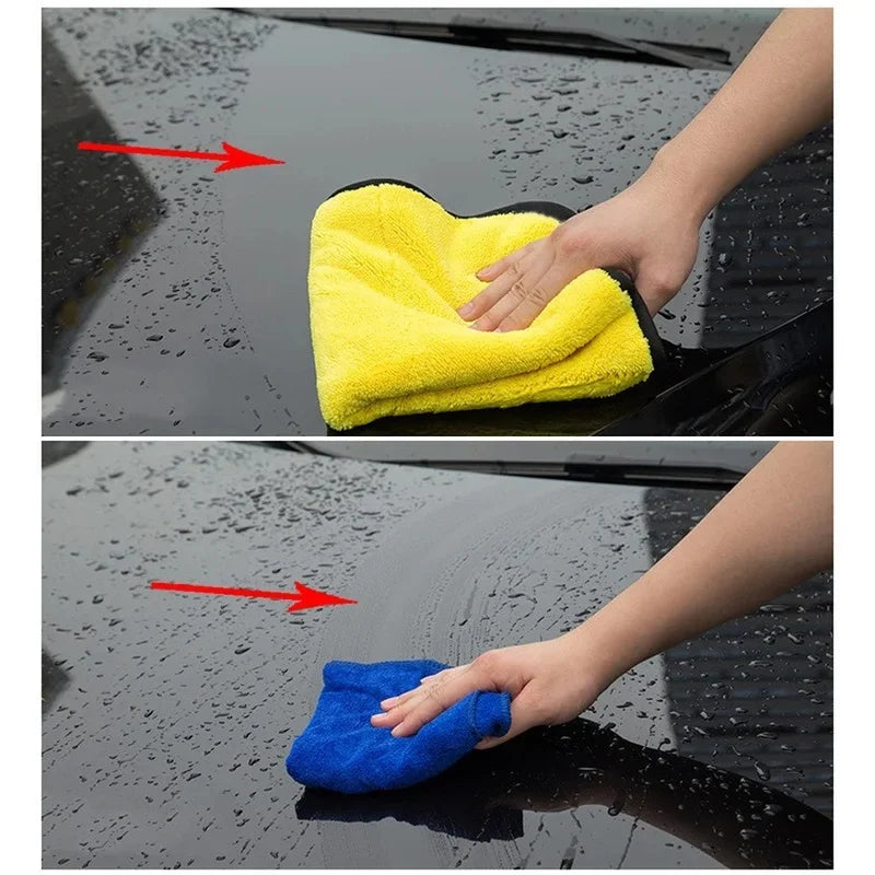 1-10Pcs Microfiber Cleaning Towel Thicken Soft Drying Cloth Car Body Washing Towels Double Layer Clean Rags 30/60cm Oasis Select