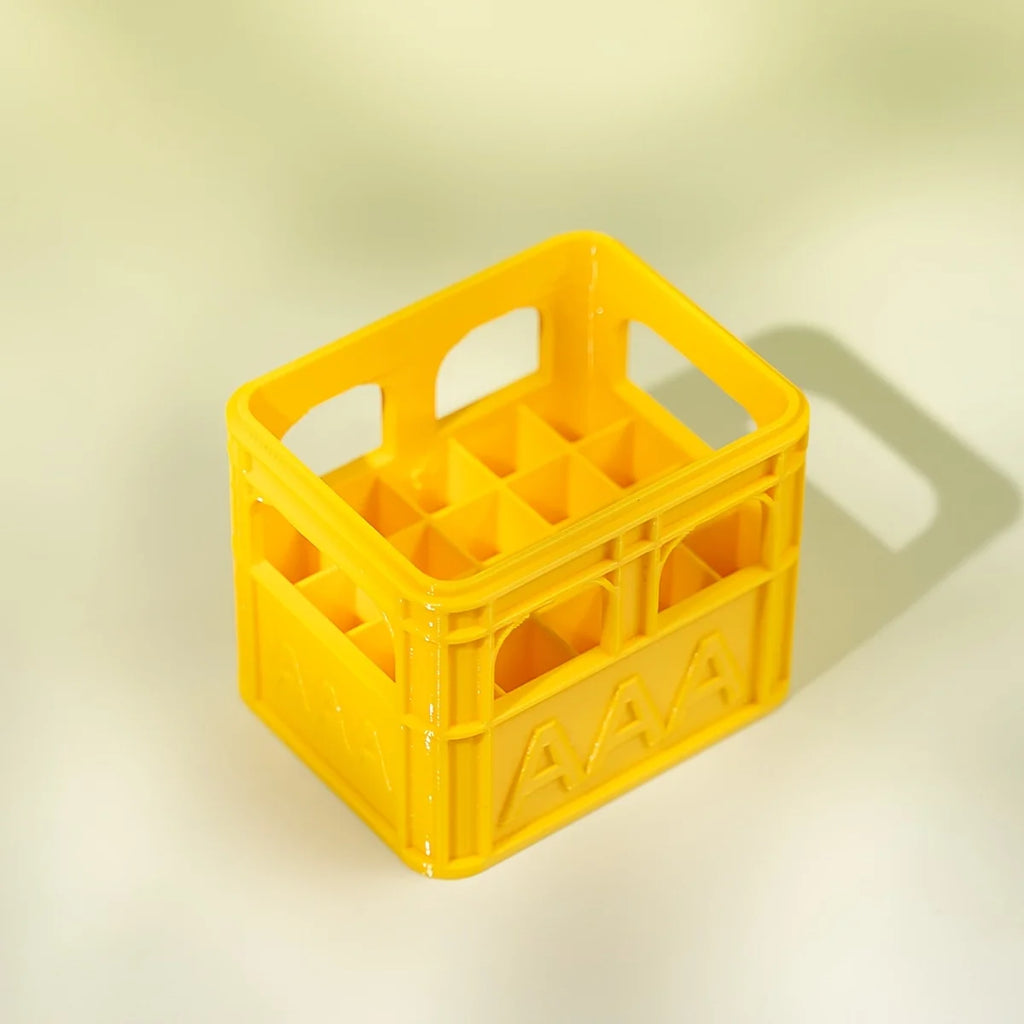 3D Printed Beer Crate Style AA/AAA Battery Storage Boxes Stackable Battery Organizer Home Office Desktop Decor Storage Tool Gift Oasis Select AAA yellow