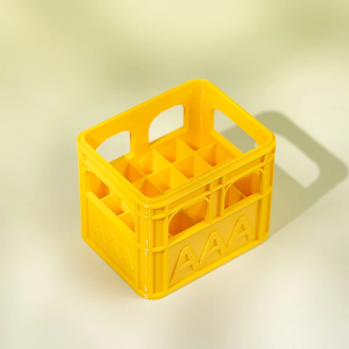 3D Printed Beer Crate Style AA/AAA Battery Storage Boxes Stackable Battery Organizer Home Office Desktop Decor Storage Tool Gift Oasis Select AAA yellow
