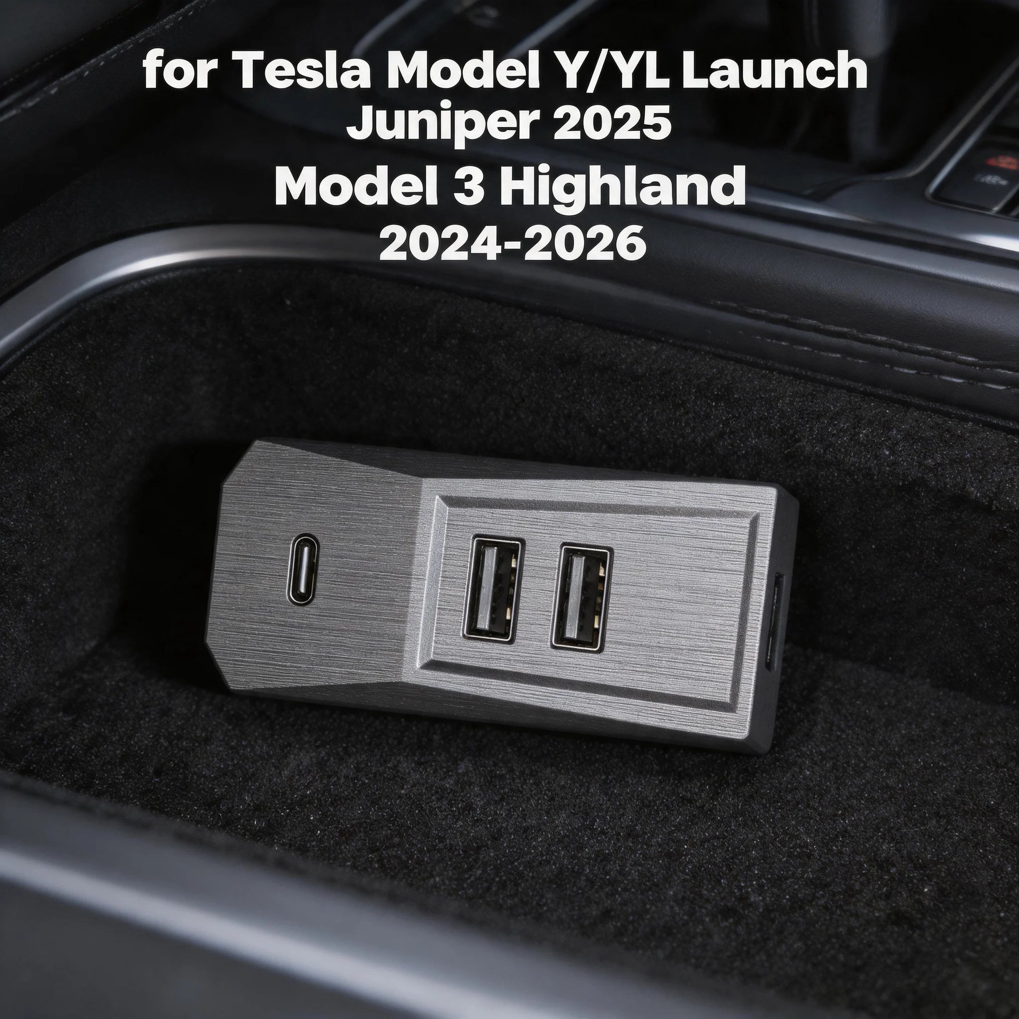 Custom Fit Easy Install Glovebox USB Hub For Tesla Model YL Y Juniper Launch Model 3 Highland Type-C Splitter Docking Station Oasis Select