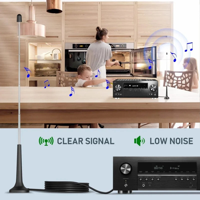 DAB FM TV Receiver with Pull Rod Antenna Hifi AV Stereo Amplifier Suction Cup Antenna for Clear Radio Reception Oasis Select