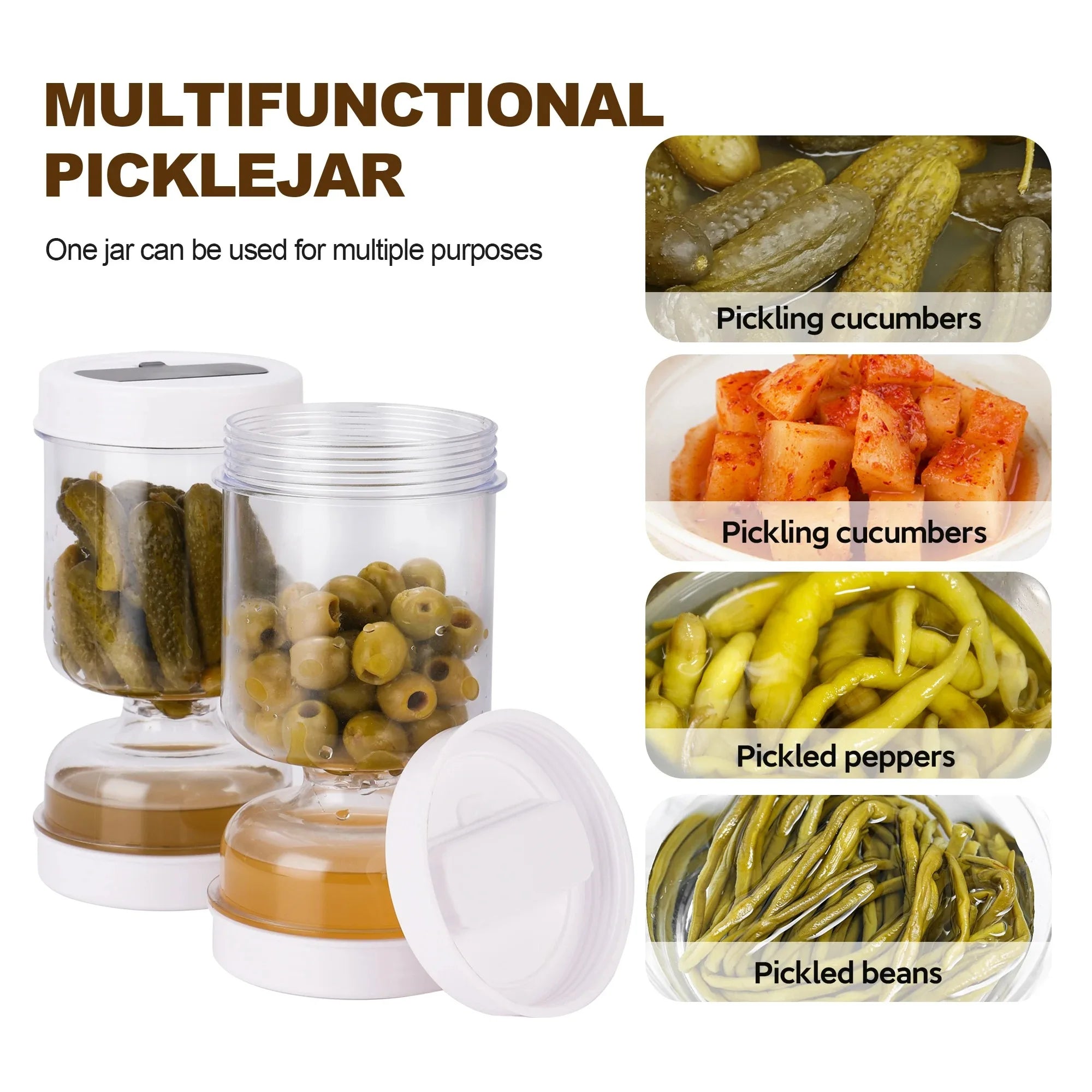 Olive & Pickle Strainer Jar – Airtight Hourglass Container Food Storage Jar Oasis Select