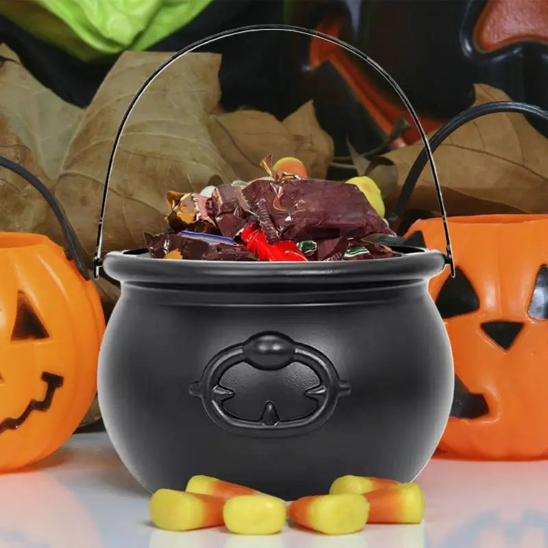 Candy Pot Halloween Witch Candy Pots Spooky Design Halloween Black Cauldron Pot For Candies Biscuits Chocolates And Jewelry Oasis Select