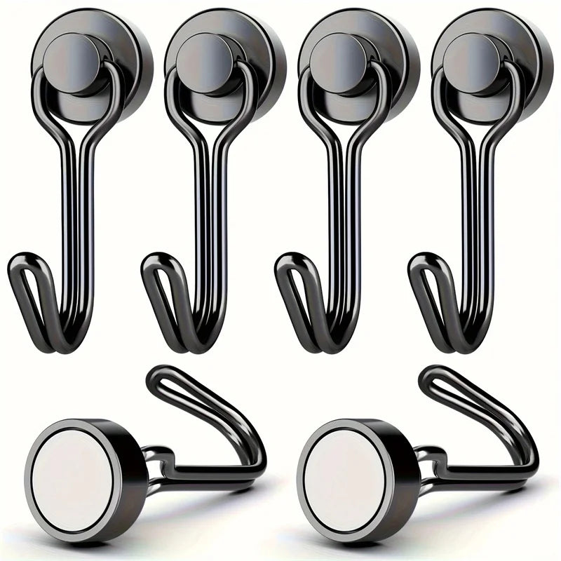 3/6/12/20Pcs Black Magnetic Hooks Cruis Heavy Duty Magnetic Hangers, Extra Strong Magnets with Hook for Hanging, Resistant Base Oasis Select 6pcs-D16-hei