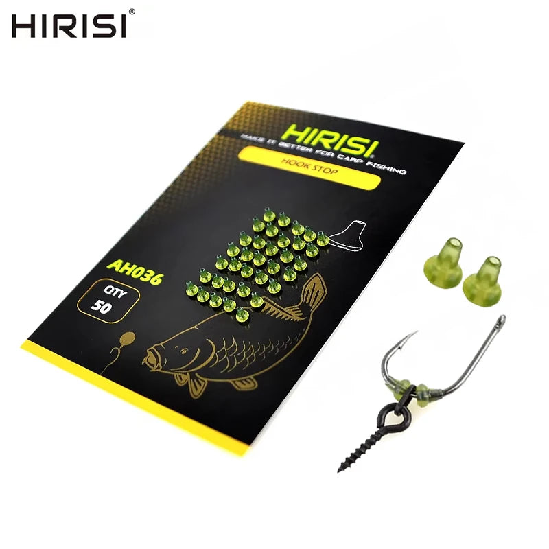Hirisi 50pcs/Pack Rubber Fishing Rigs Fish Hook Stopper Terminal Tackle Accessories Carp Fishing Positioning Bead Buffer Beans Oasis Select