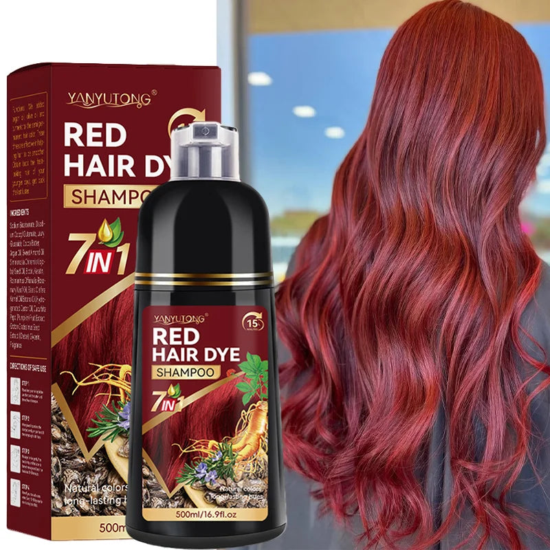 Unisex Adult 7-in-1 Hair Color Shampoo, Hair Color Foam, Plant-Based Hair Color, Easy Shampoo, Cover Gray Hair Oasis Select Red