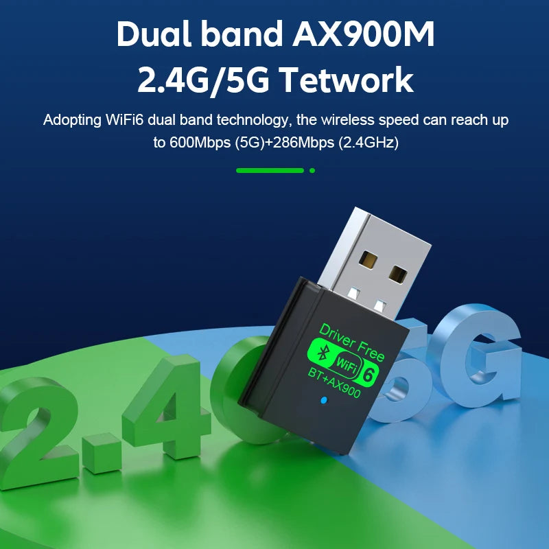 2 IN 1 WIFI6 AX900 USB WiFi Bluetooth 5.4 Wireless Adapter Dual Band 2.4G+5GHz 900Mbps Network Card Receiver Dongle For Win10/11 Oasis Select