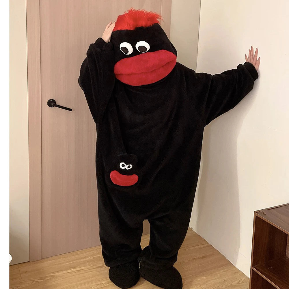 Monster Onesie Pajamas – Warm Coral Fleece Loungewear