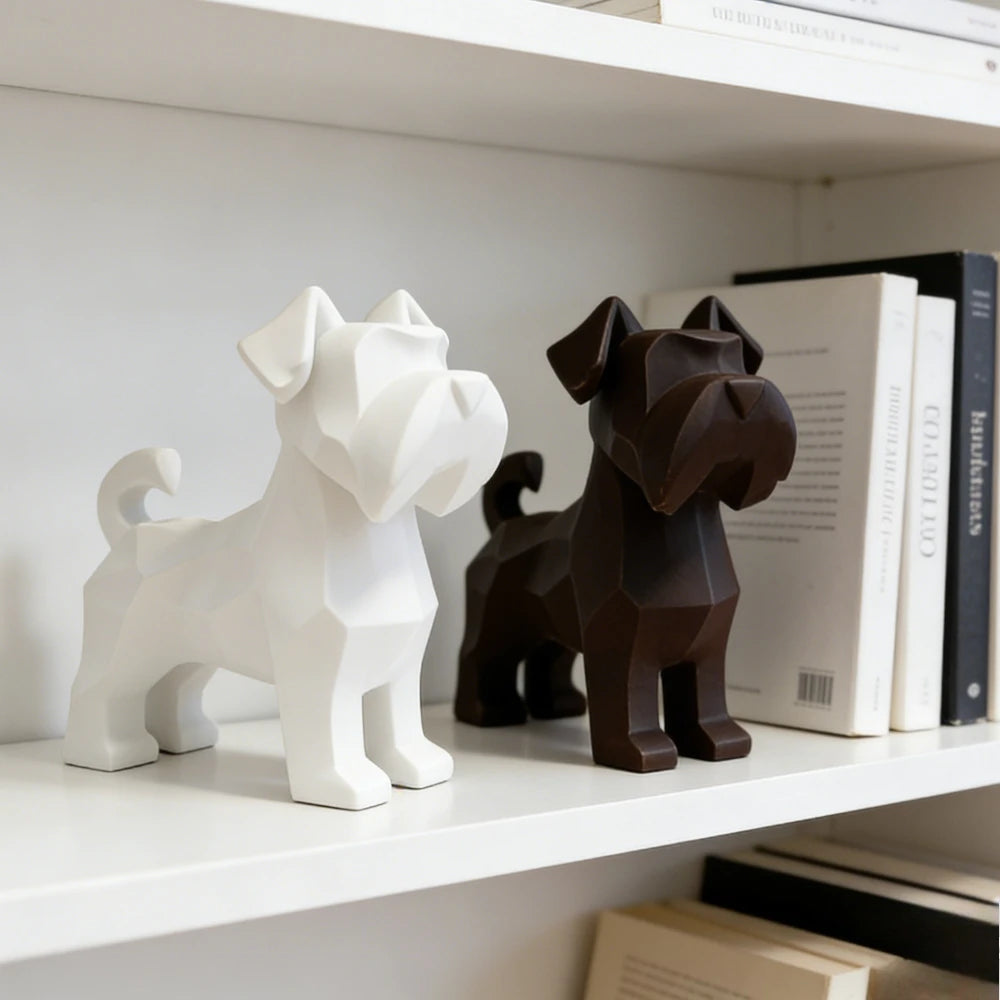 Schnauzer Dogs Figurines Resin Dogs Statue Minimalist desktop Ornaments Home Decoration for Living Room Bedroom Office Pets Gift Oasis Select