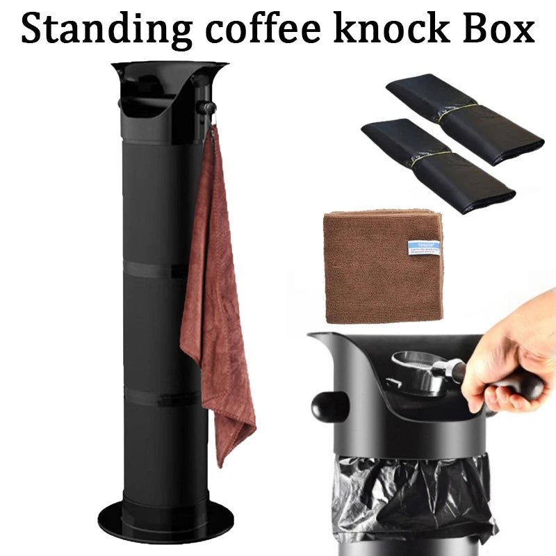 Large Capacity Coffee Knock Bucket with Towels Standing Tall Espresso Coffee Grounds Container Floor Collector Trash Can Oasis Select