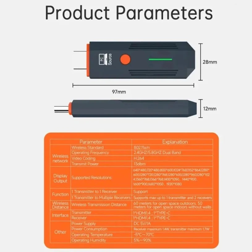 Plug & Play 5G 1080P 50M Wireless HDMI-Compatible Video Audio Transmitter Receiver Adapter Dongle For TV Monitor Projector PC Oasis Select
