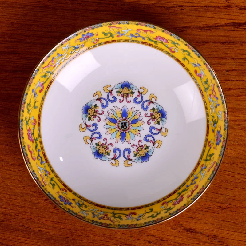Jingdezhen Ceramic Bowl Household Bowl and Dish Set Tableware Combination Palace Chinese Bowl and Dish Hotel Clubhouse Oasis Select 4inchFlavor Dish