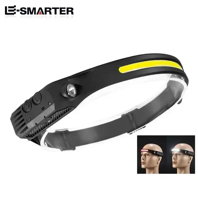 LED Headlamp Sensor Headlight With Built-in Battery Head Flashlight USB Rechargeable Work Light Head Lamp Super Bright Torch Oasis Select W689-1 white red