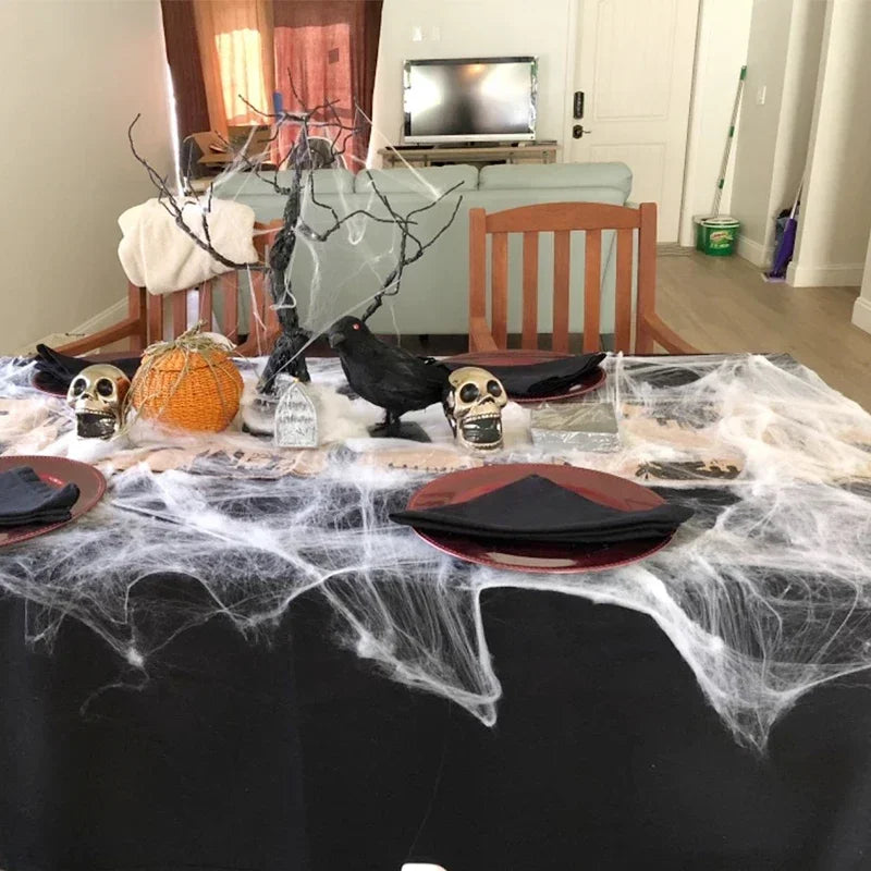 1-20PCS Halloween Decoration Stretchy Spider Web Cotton Cobweb Horror Prop for Haunted House Bar Party Scene Scary Decor Use Oasis Select
