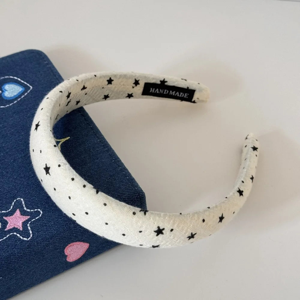New Polka Dots Headbands Stripes Star Pattern Hair Band Classic Dot Point Grey Series Female Headwear Girl Oasis Select 3