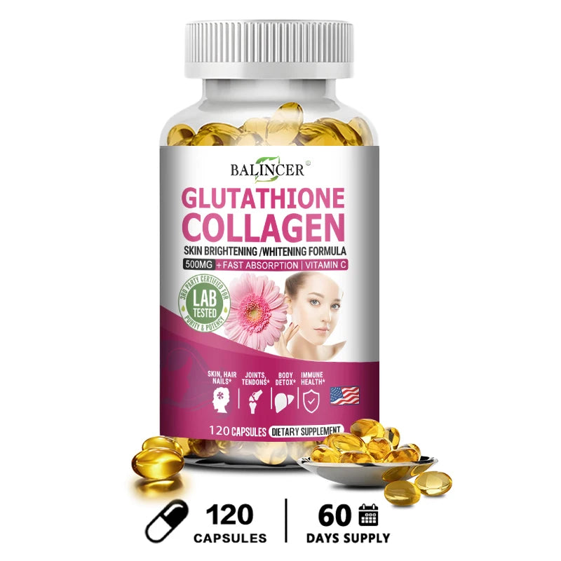 Glutathione 500mg Supplement – Collagen & Antioxidant Support