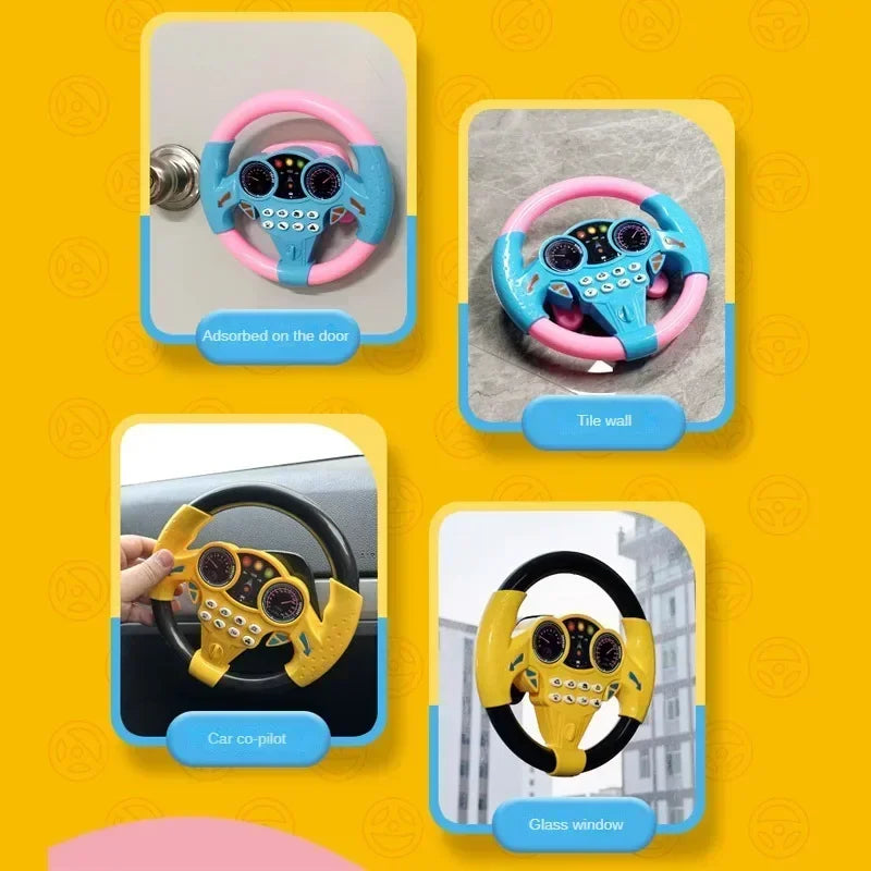 Kids Steering Wheel Toy - Backseat Pretend Play with Lights & Music - Fun Preschool Driving Simulator Gift for Toddlers Oasis Select