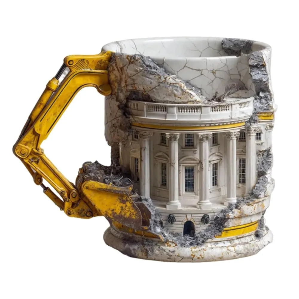 Someone Lied Demolition Mug with Handle 3D Building Print Excavator Shaped Ceramic Coffee Mug Funny Tea Mugs Milk Cup Oasis Select 1PC <50ml