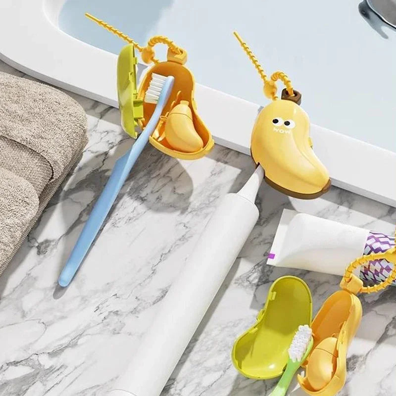 Banana Toothbrush Head Protective Cover With Toothpaste Compartment Toothbrush Dust Clamp Portable Travel Style Storage Box Oasis Select