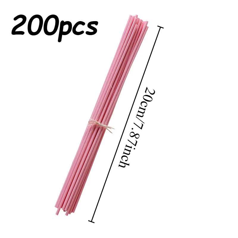 100pcs Per Pack Fiber Reed Diffuser Sticks 3mmx20cm Rattan Home Fragrance Aromatherapy Sticks Lasting for Office Bedroom Oasis Select pink 200pcs