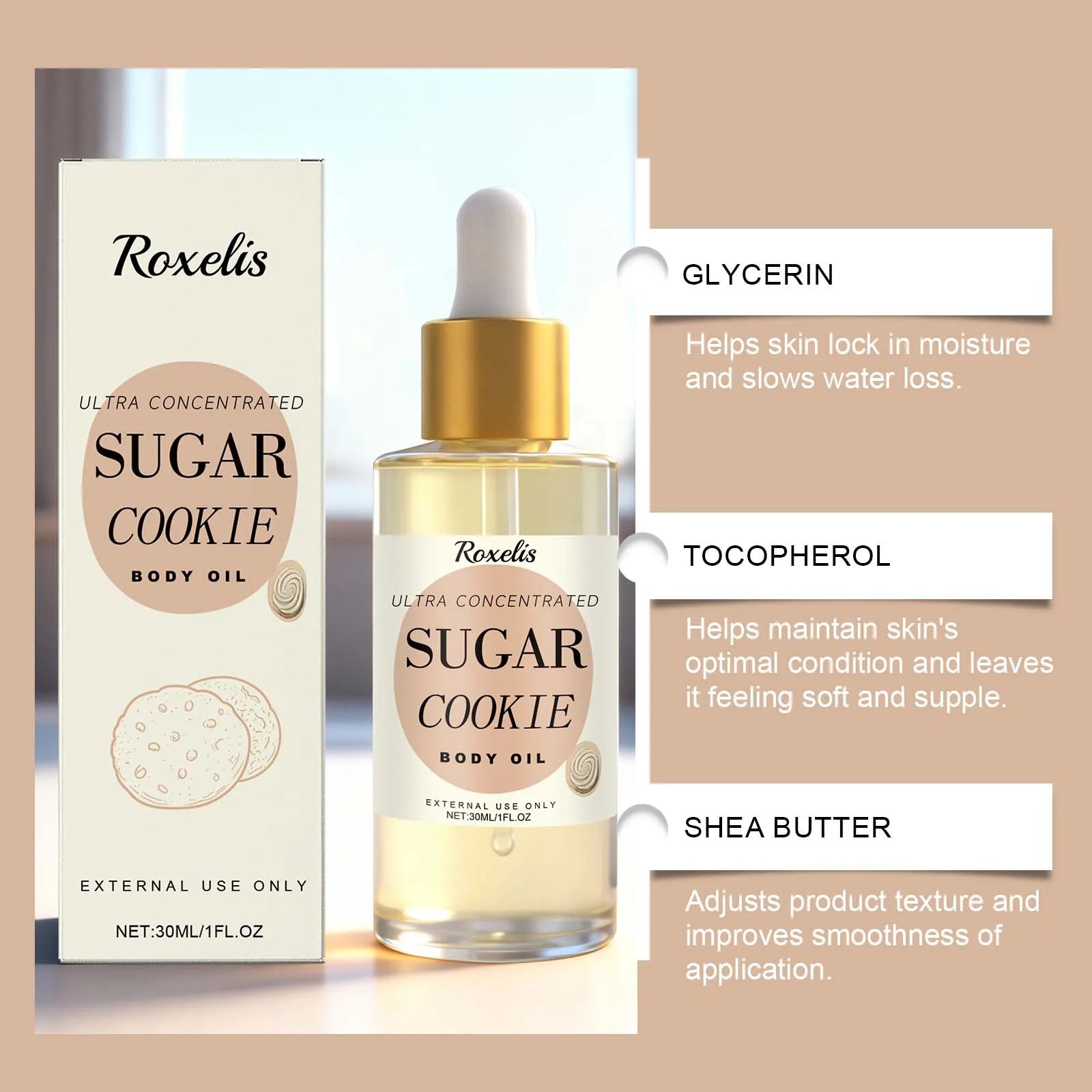 Sugar Cookie Fragrance Body Oil – Shea Butter & Vitamin E Fragrance Body Oil Oasis Select