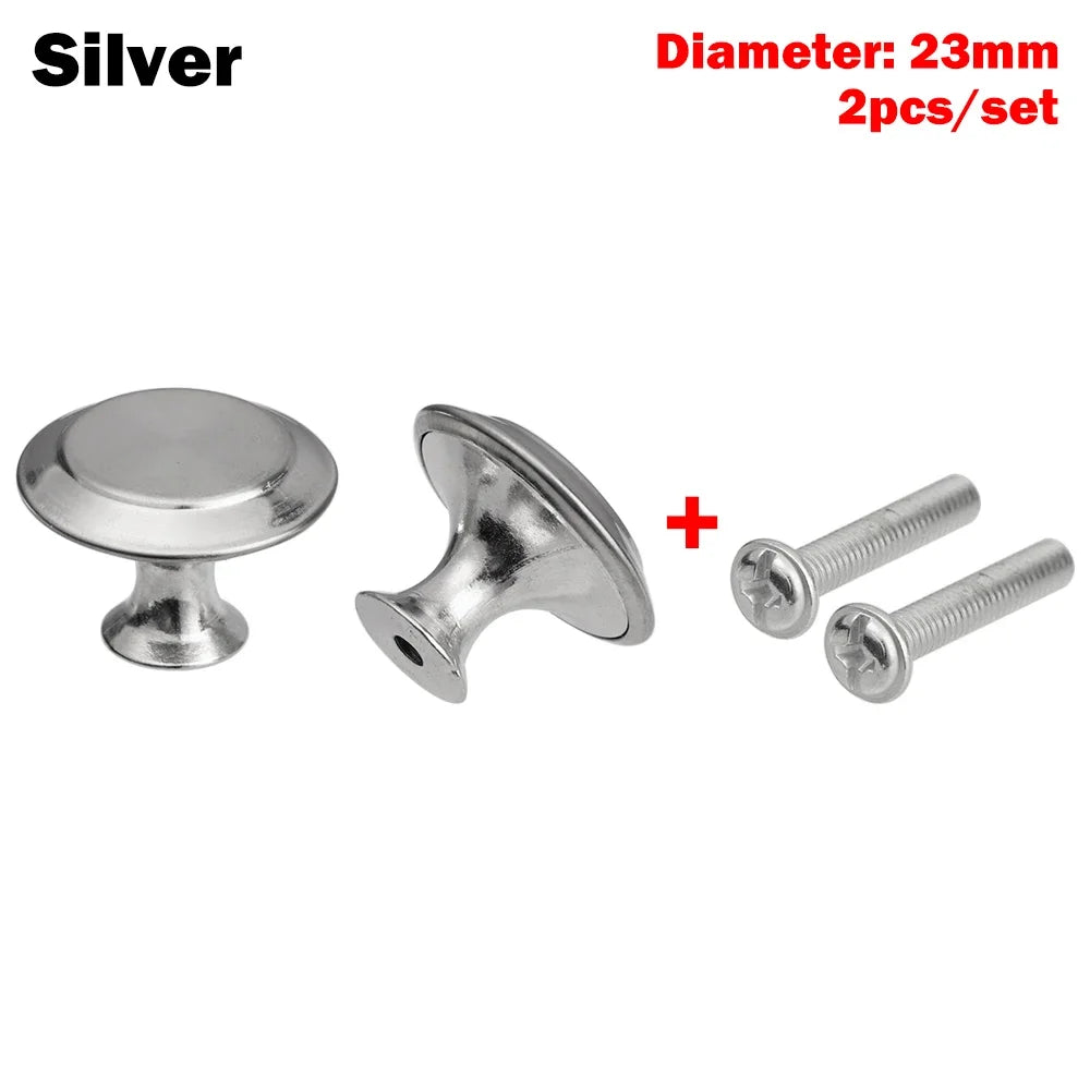 Round Alloy Cabinet Handles Knobs Kitchen Cupboard Door Wardrobe Pulls Drawer Furniture Hardware Fittings Oasis Select 2PCS 23mm silver