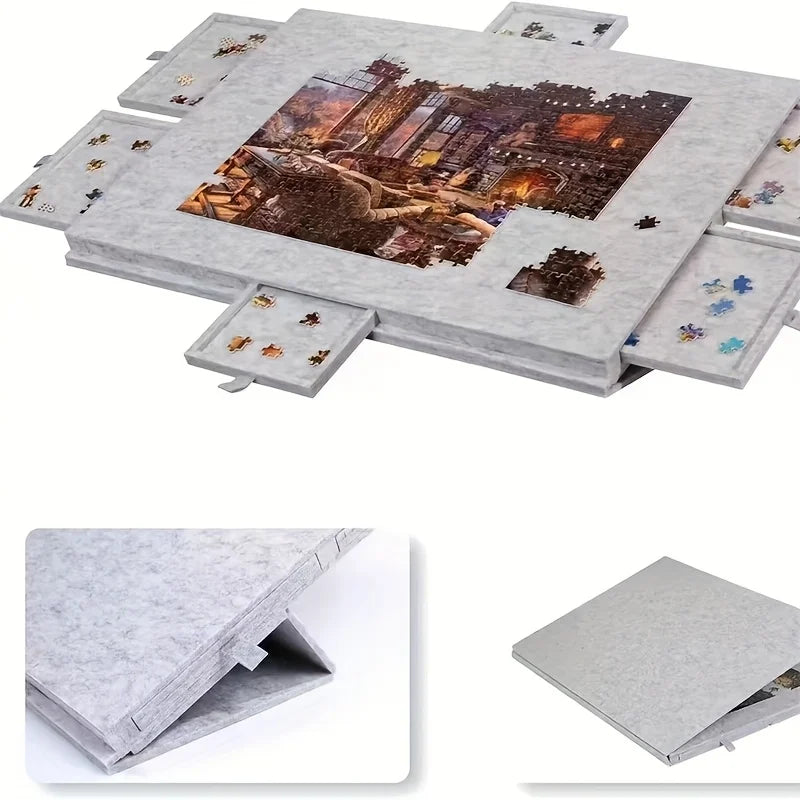 1500pcs Portable Puzzle Desk Decor - Artistic Polyester Fiber Organizer, Decorative Puzzle Storage for Home, Desktop Art Oasis Select