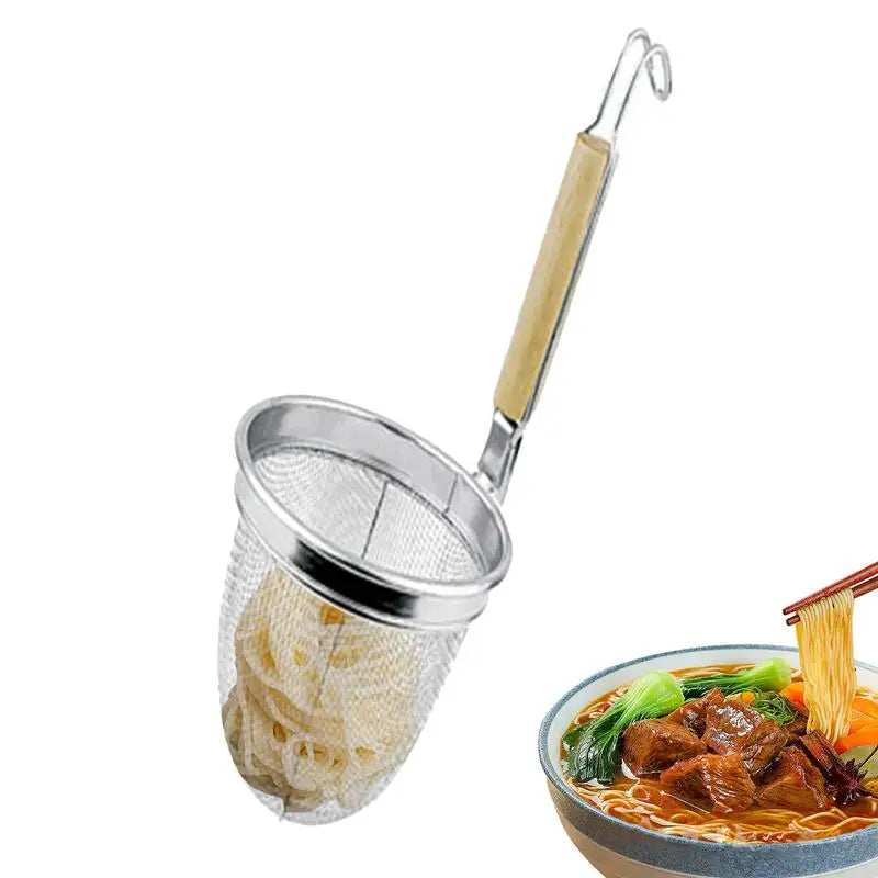 Noodle Baskets For Cooking Noodles Mesh Filter Basket Kitchen Food Basket Mesh With Wood Handle For Home Restaurant Apartment Oasis Select