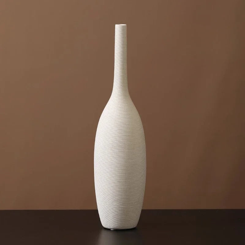 Modern simple white ceramic vase decoration flower arrangement living room TV cabinet home decoration flower device Oasis Select L (D 9.5cm H 37.5cm)