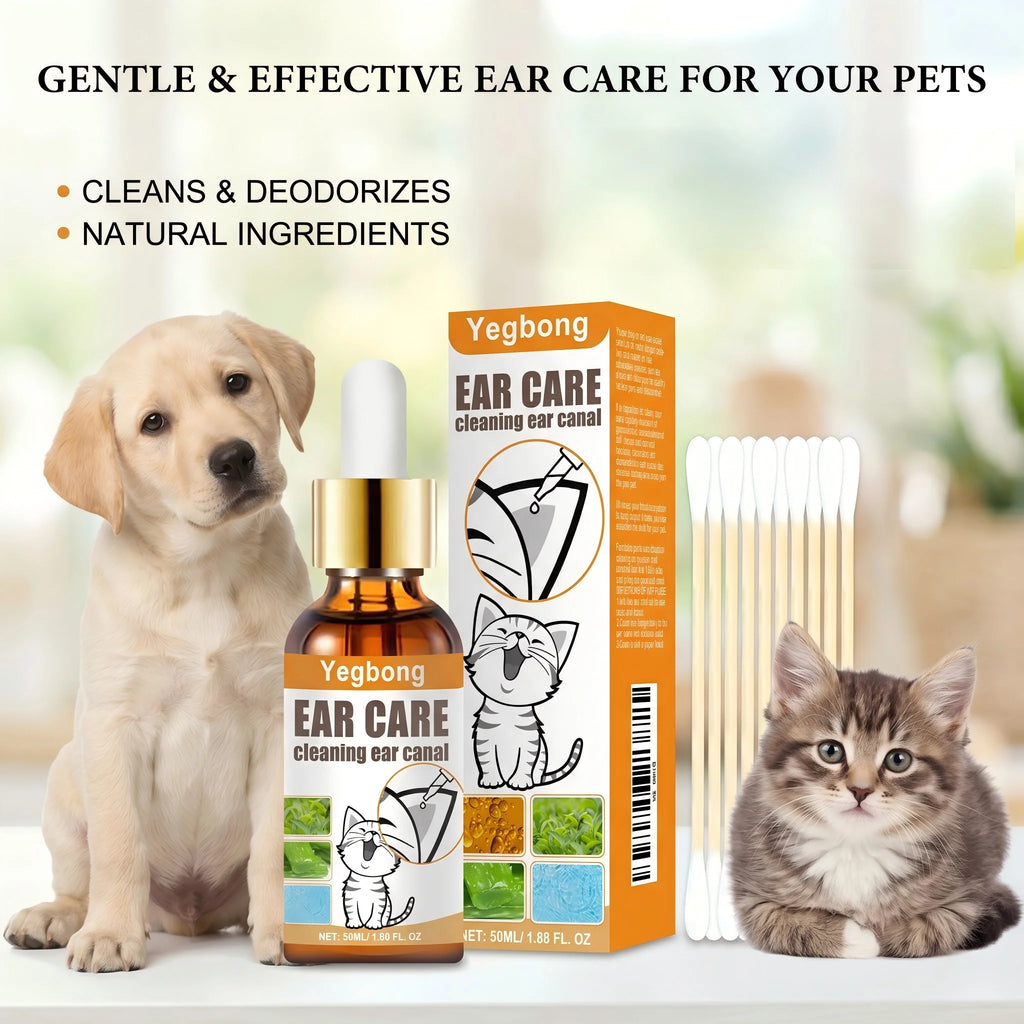 Ear Cleaner Drops Set Wax & Odor Remover Relieve Itching Clean Dirt Reduces Wax Buildup Ear Canal Cleaning Solution for Dogs Cat Oasis Select