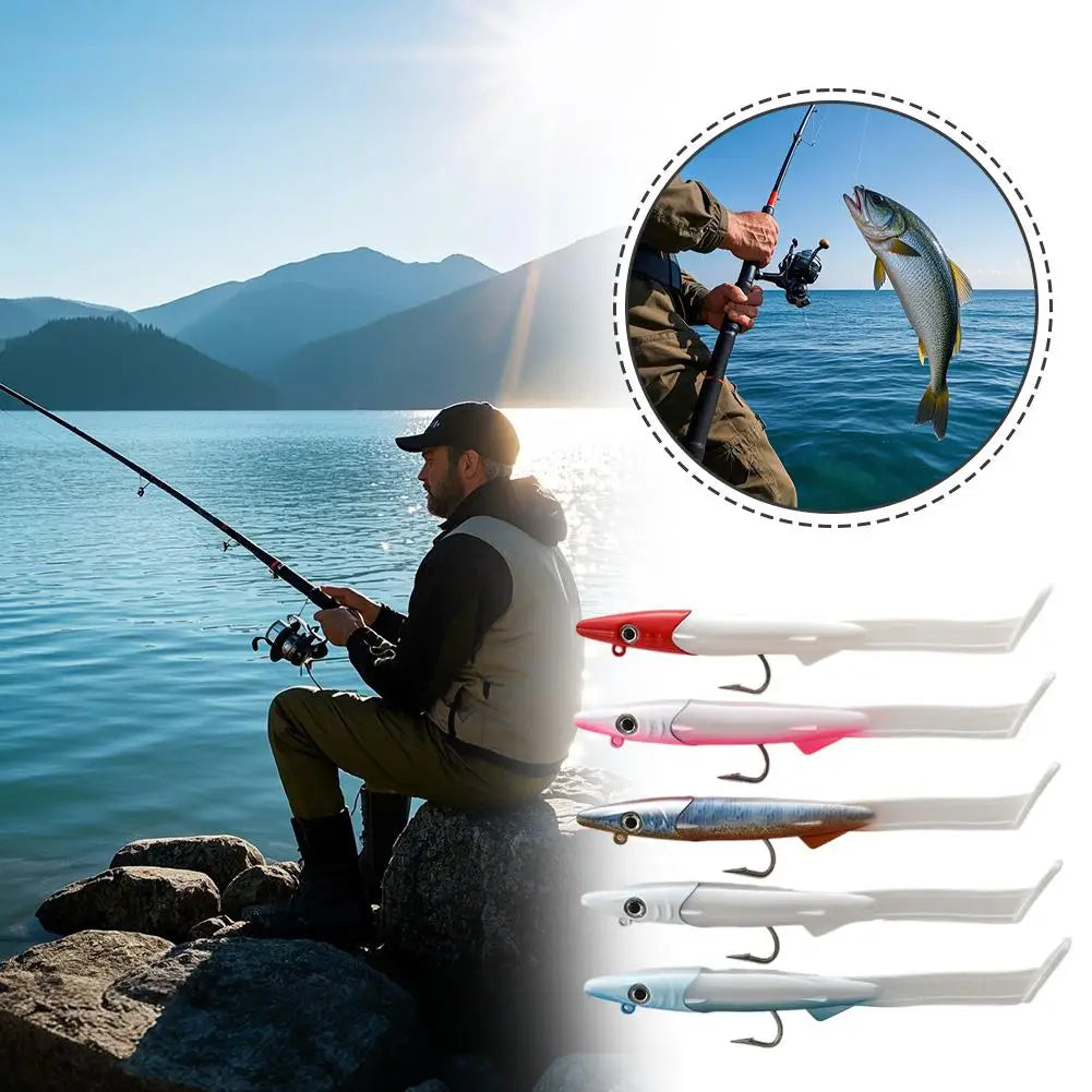 Soft Fishing Lures Kit Artificial Bait With VMC Hook 12cm 26g 2pcs/Pack Body Soft Lure for Freshwater Saltwater Fishing Oasis Select