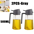 2in1 500ml Portable Oil Sprayer and Dispenser Olive Oil Plastic Kitchen Oil Spray Bottle for Cooking BBQ Air Fryer Baking Salad Oasis Select 2PCS-grey