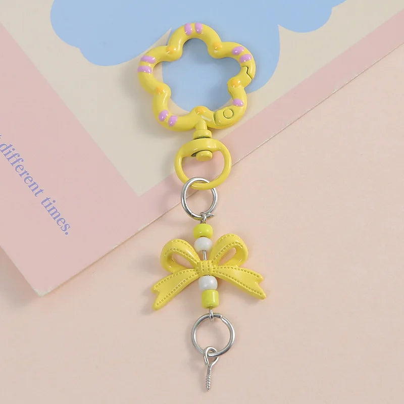 5pcs Candy Color Metal Metal Lanyard Snap Hook Lobster Clasp Bow Charms with Screw Eye Pins for DIY Keychain Crafts Jewelry Make Oasis Select Yellow