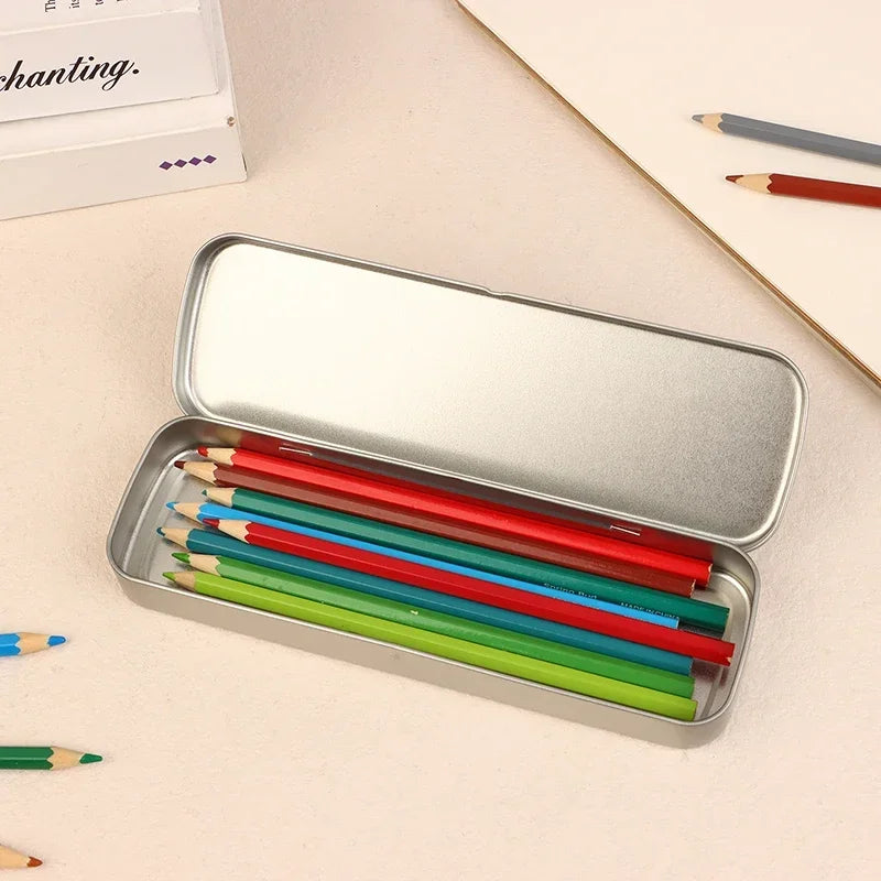 Metal Pen Box Iron Box Versatile Metal Pencil Stationery Students Spacious Heavy Duty Pen Box Rectangular Fountain Pen Case Oasis Select
