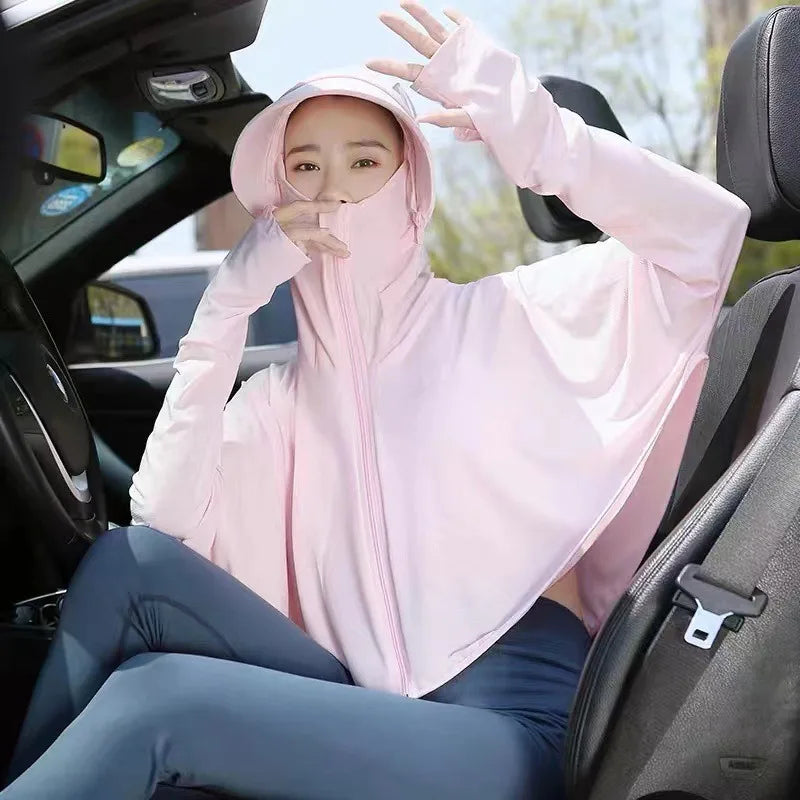 Ice Silk UV Protection Hooded Poncho – Lightweight Cover Up