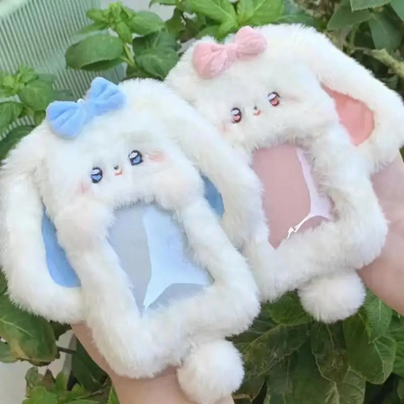 Cute Plush Rabbit Photocard Holder Soft Animal Design Anti-Scratch ID Card Case for Students School Daily Use 1Pcs Oasis Select