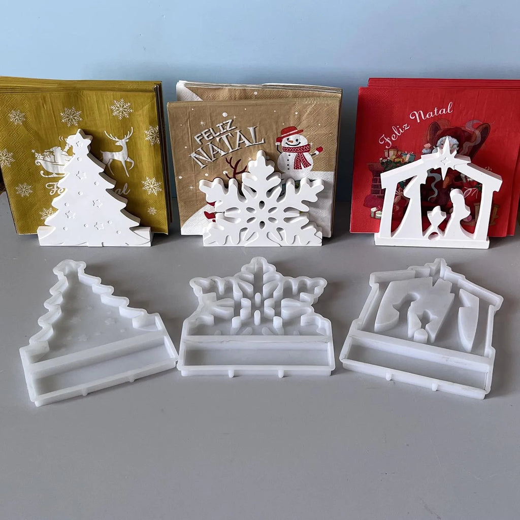 Gypsum Drip Mould Versatile Prayer Holder Mold Christmas Tree Mold Holiday-Themed Christmas Tissue Box Mould For Living Room Oasis Select