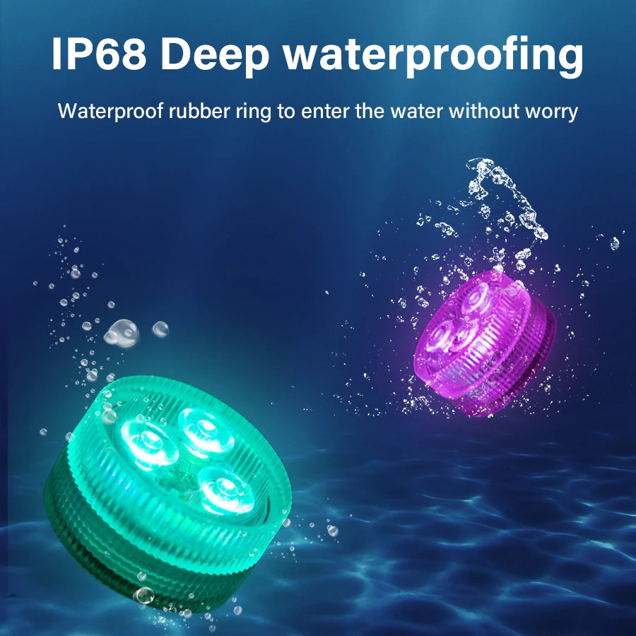 RGB LED Underwater Light With Remote Control Battery Powered 3LEDs Submersible Lamp Waterproof For Swimming Pool Garden Party Oasis Select