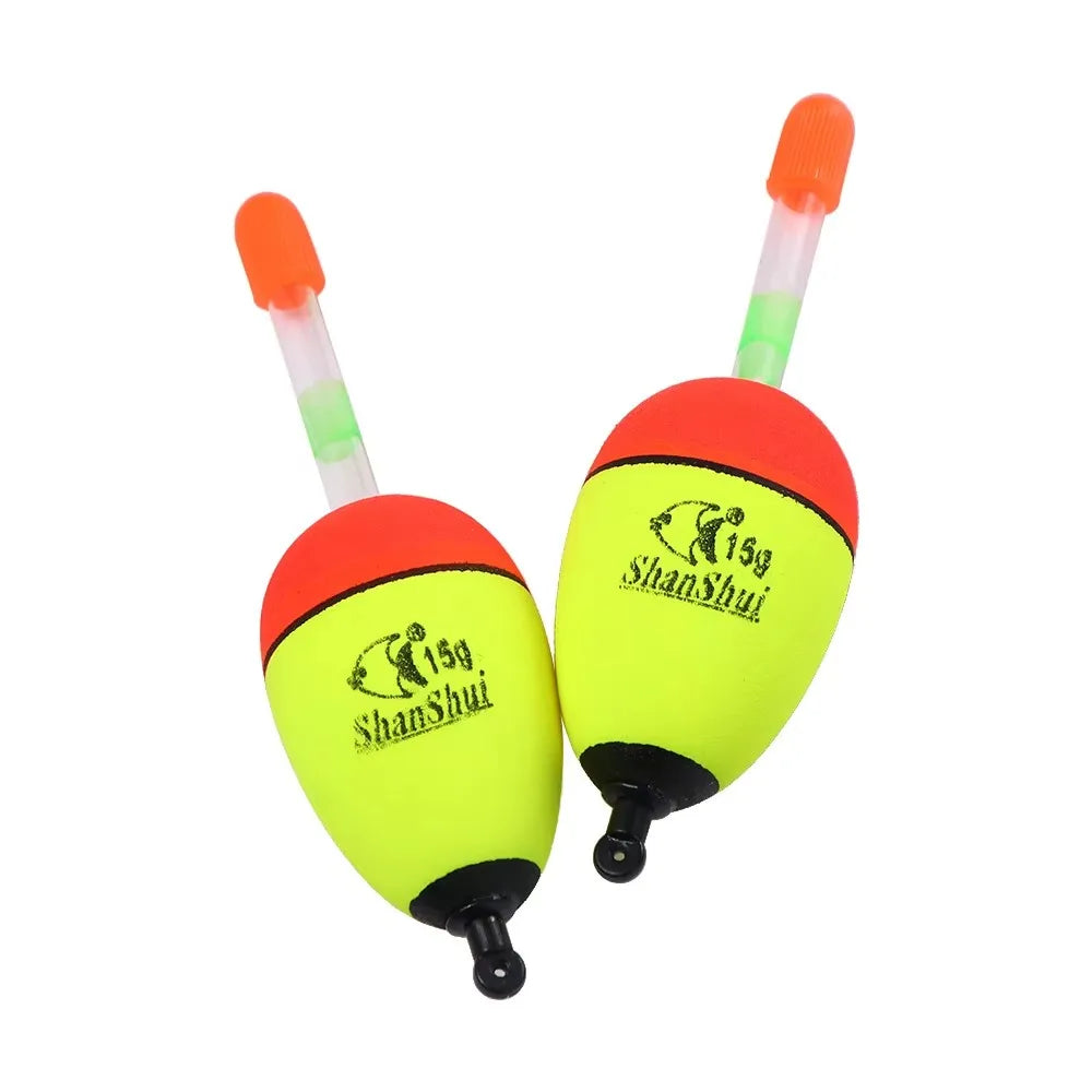 2/4/8Pcs EVA Float Fish Bait Luminous Rock Fishing Sea Fishing Foam Float Float Light Stick Fishing Float Fishing Bobber Oasis Select yellow 15g 2pcs