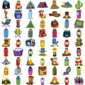63pcs Camping Temporary Tattoo Stickers for Kids – Waterproof Temporary Tattoo Set Oasis Select 1A-4X4cm