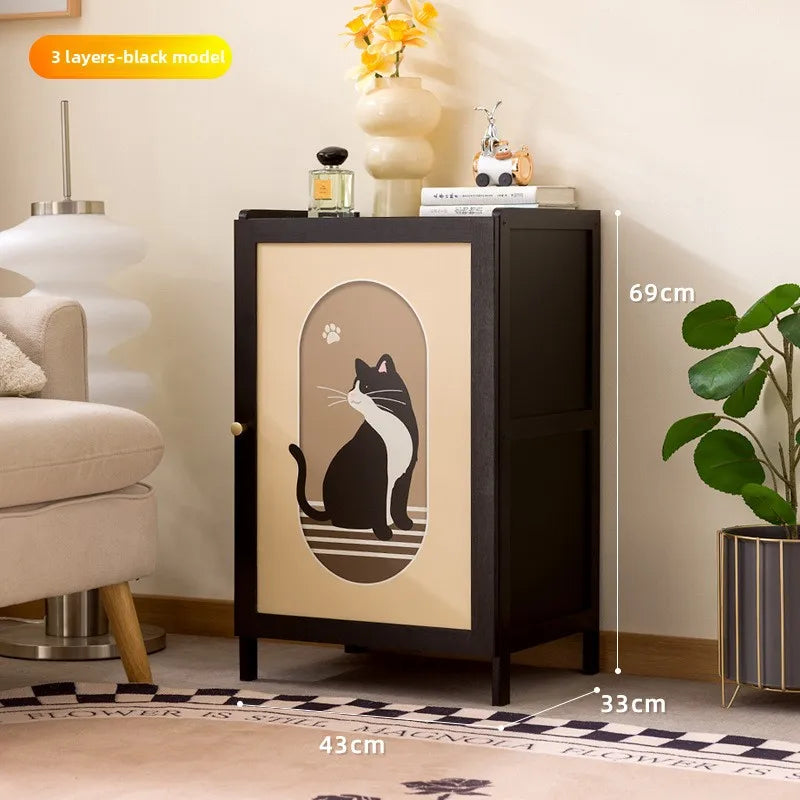 Bookshelf Floor-to-ceiling simple living room Small storage cabinet Household storage cabinet With door Crack storage cabinet Oasis Select Black3-43