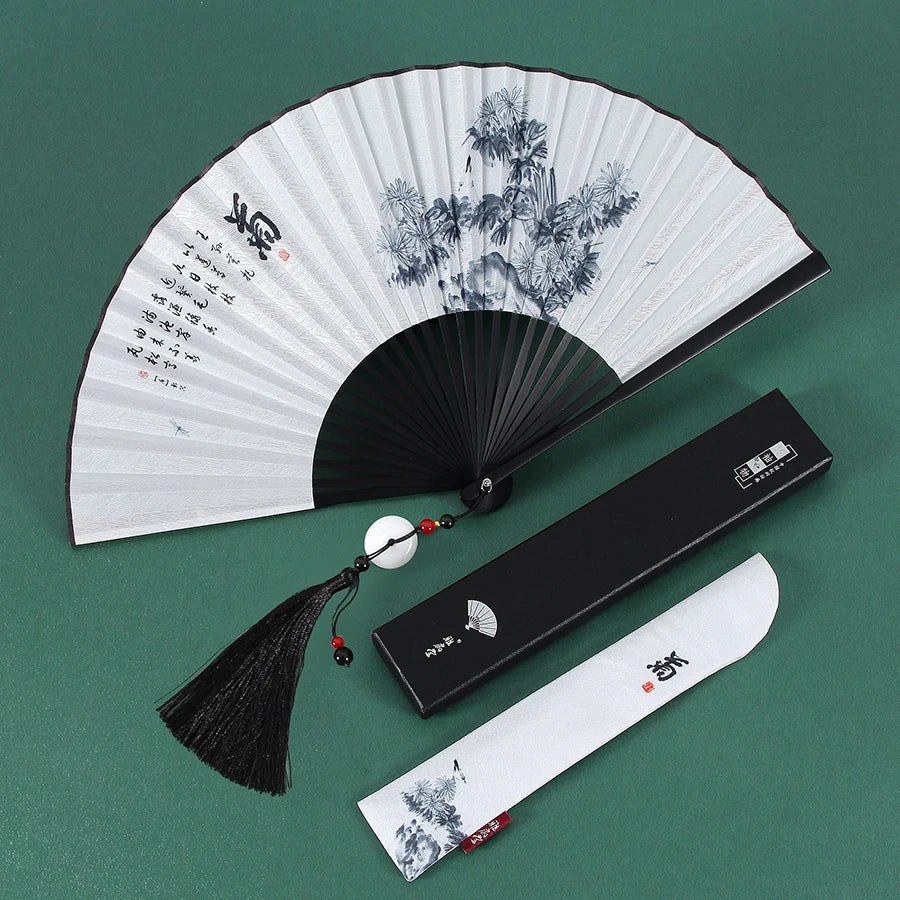 Ancient Folding Fan Black Dragon Fan Chinese Style Summer Hanfu Folding Fan Oasis Select 18 8 inches
