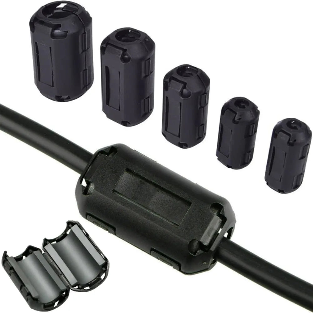 For 3.5/5/7/9/13mm Black Cable Connector Filters Holder Ring Core Ferrite Bead Clamp Choke Coil EMI RFI Noise Filter Clip Snap Oasis Select