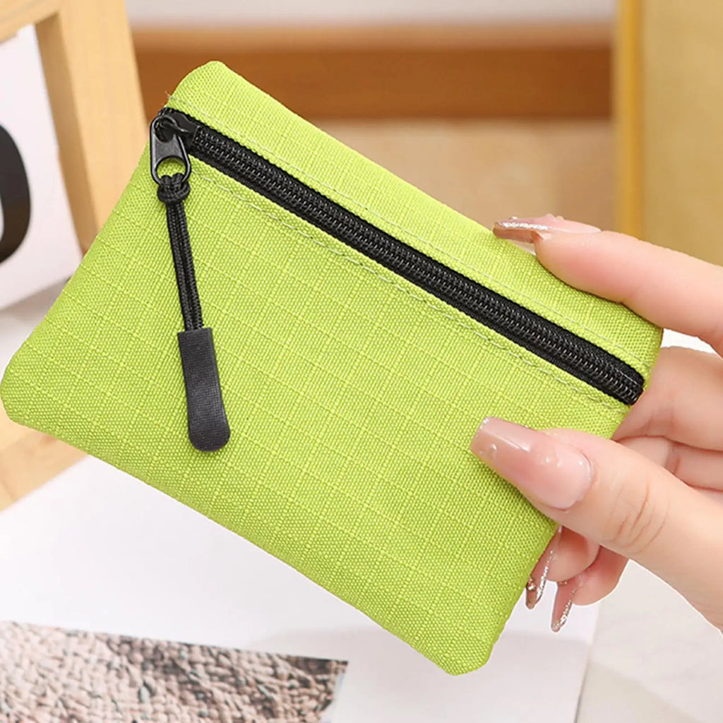 Portable Bag Credit Card Holder Mini Cute Purse Oxford Cloth Coin Purse Women Zipper Coin Pouch Key Earphone Data Cable Card Bag Oasis Select