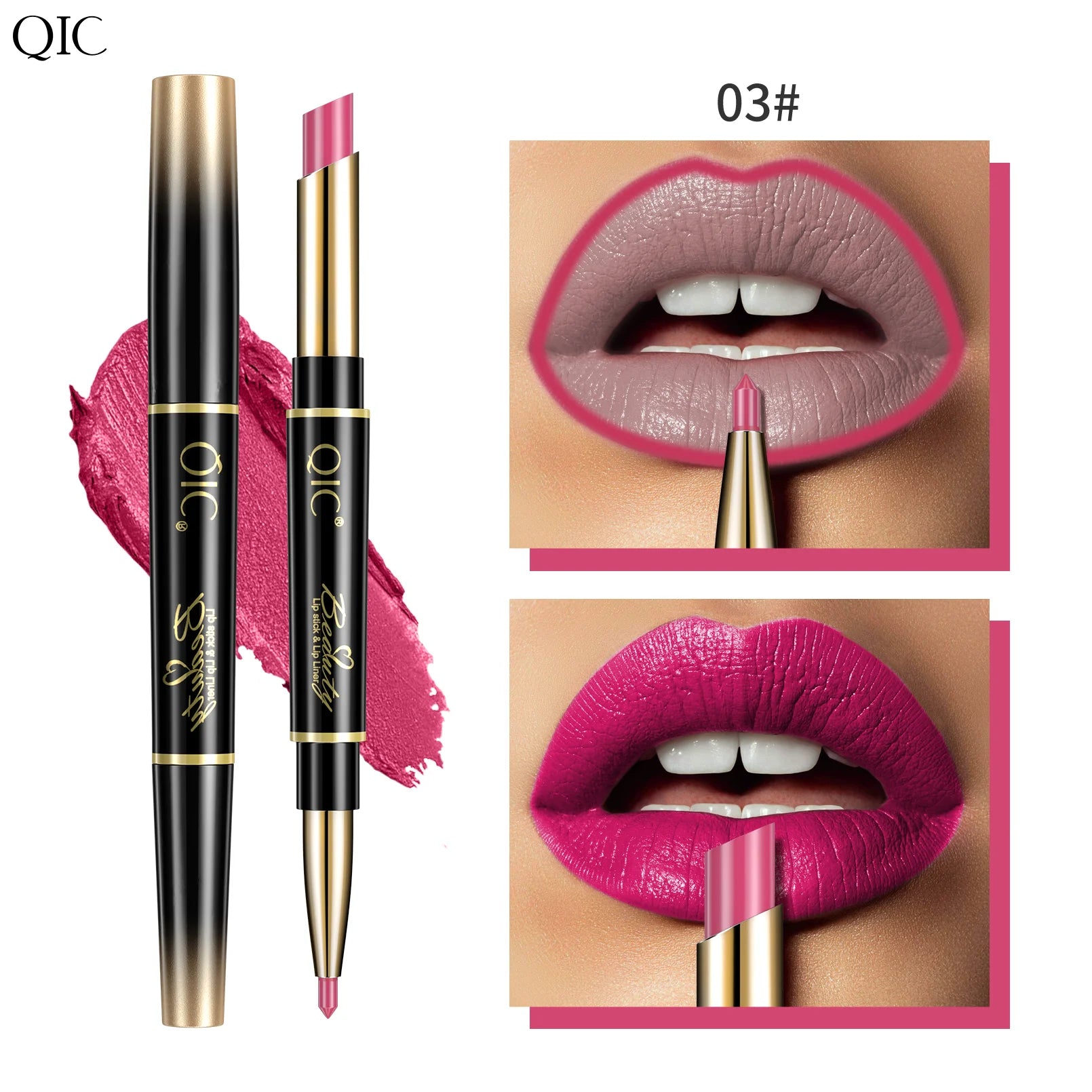 QIC Matte Velvet Lip Liner Pencil – Long-Lasting Contour