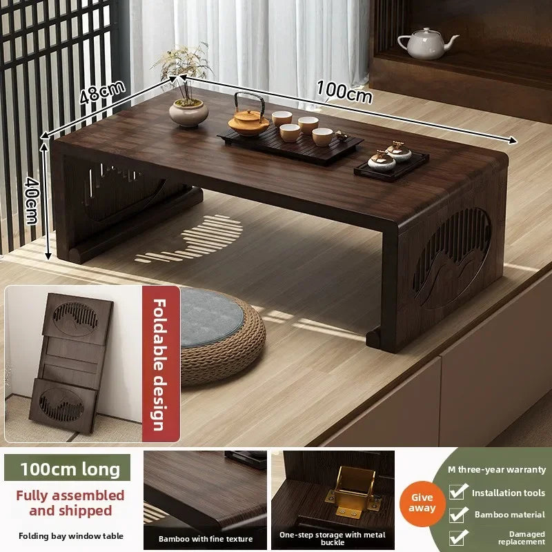 Multi-functional bay window small table tea table bed folding small coffee table balcony low table Oasis Select