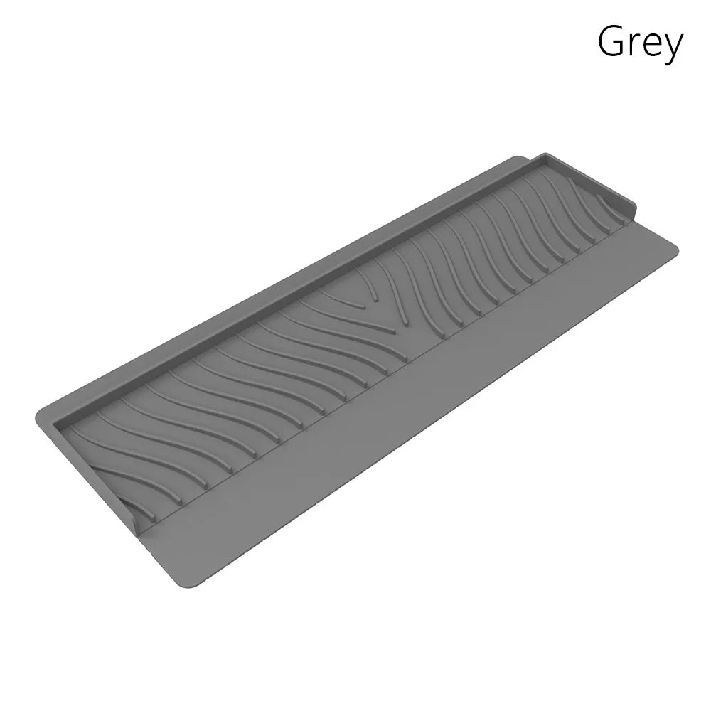 Durable Silicone Sink Splash Guard Sucker Can Be Cropped Sink Edge Protector Non-Slip Oil-Proof Drainage Mat Bathroom Oasis Select Grey
