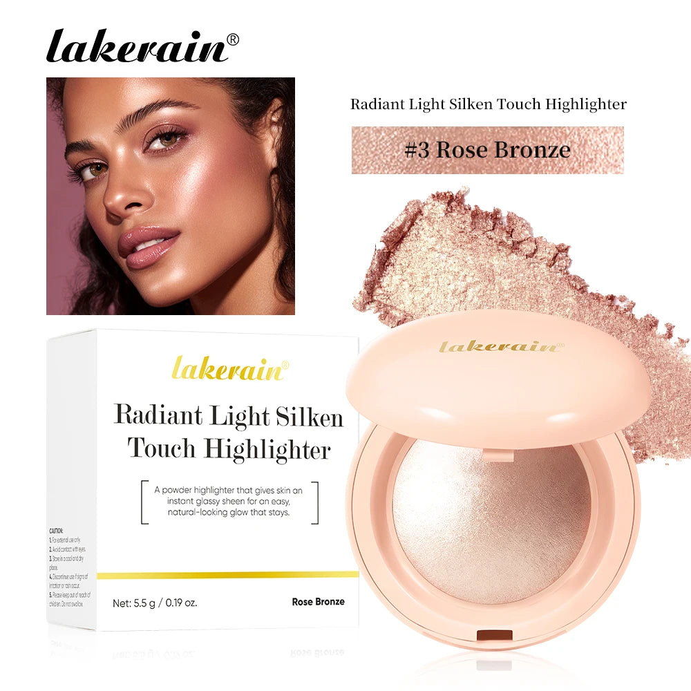 Long-lasting Waterproof Fine Shimmer Highlighter Powder Natural Glossy Effect Brighten Contouring Glitter Modify Face Cosmetics Oasis Select Rose Bronze