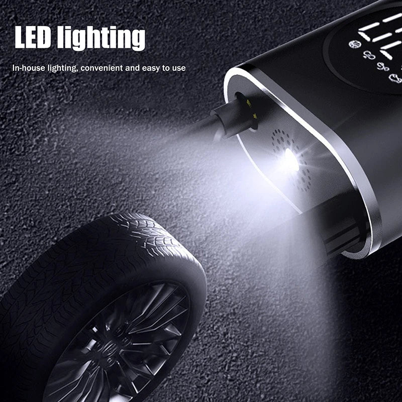 Portable Tyre Inflator Digital Air Pump, Cordless Air Compressor With LED Light, 150 PSI Rechargeable Tyre Pressure Pump Oasis Select